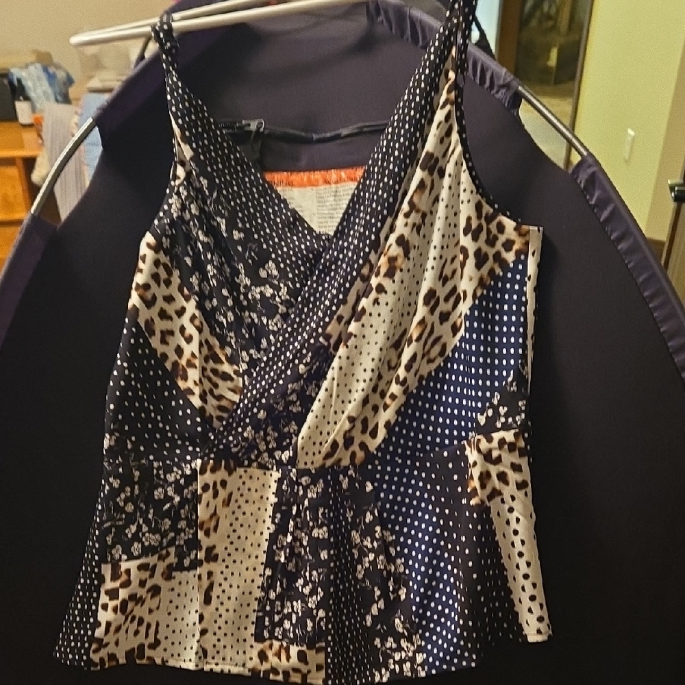 CAbi Women's Camisole in Leopard and Polka Dot Print
